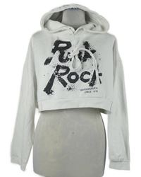 Dámská bílá crop mikina s nápisem a kapucí 