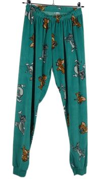 Dámské zelené plyšové pyžamové kalhoty s Tomem a Jerym Primark 