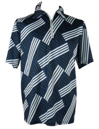 Pánske tmavomodro-biele vzorované tričko s golierikom