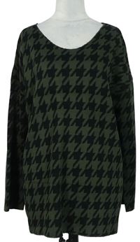 Dámsky černo-khaki vzorovaný sveter