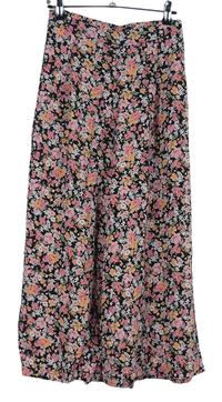 Dámske čierno-ružové kvetované culottes nohavice New Look