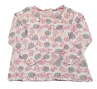 Bielo-ružovo-sivé bodkovaná é tričko s veverkami