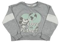 Sivá crop mikina s Mickey mousem Disney