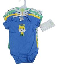 4x body modré se žirafou+ žluté+ pruhované+ bílé vzorované 