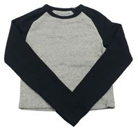 Sivo-čierne rebrované crop tričko Primark