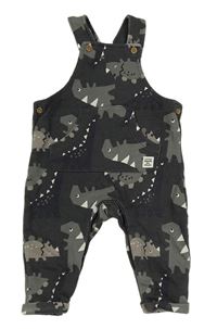 Antracitové laclové tepláky s dinosaury F&F