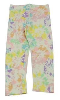 Bielo-farebné batikované capri legíny H&M