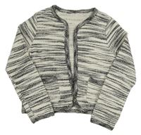 Bielo-čierno-sivý pruhovaný cardigan Zara
