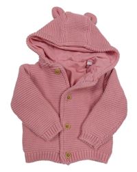 Růžový podšitý propínací svetr s kapucí M&S