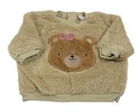 Béžová chlpatá mikina s medvěďom Next