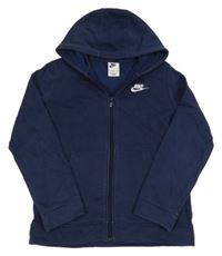 Tmavomodrá propínací mikina s logem a kapucí Nike