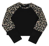 Černo-béžové vzorované crop triko Shein 