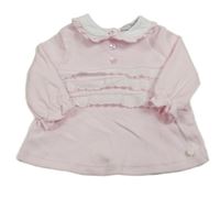 Svetloružová tunika s čipkou a golierikom