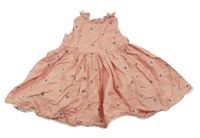 Ružové plátenné šaty s kvietkami