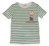 Khaki-bílé pruhované tričko s obrázkem H&M