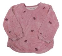 Růžové sametové tričko s květinami Nutmeg