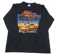 Čierne tričko s autami Fruit of the Loom