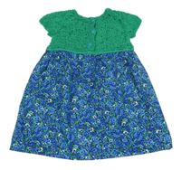 Zeleno-modro-čierne pleteno/plátěné šaty