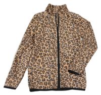 Hnedá leopardí fleecová prepínaci mikina Y.F.K.