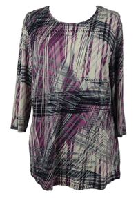 Dámská růžovo-šedo-smetanová vzorovaná tunika