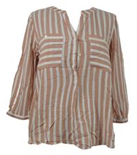 Dámska svetloružová -biela pruhovaná blúzka Tom Tailor