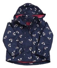 Tmavomodrá šušťáková jarná bunda s duhami a odopínacíá kapucňou Pocopiano