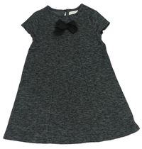 Čierno-sivé melírované úpletové šaty s mašlou zara