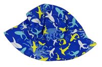 Modrý klobúk so žralokmi