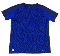 Tmavomodro-modré vzorované športové tričko