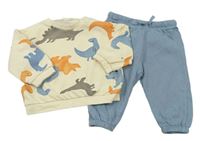 2setz - Béžová mikina s dinosaury + modré tepláky H&M