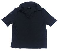 Čierne rebrované crop polo tričko New Look