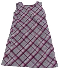 Sivo-malinové kárované vlnené šaty H&M