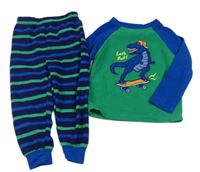 Zeleno-modré fleecové pyžamo s dinosaurem Primark