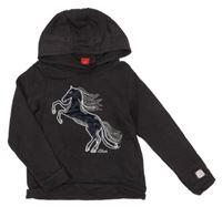 Antracitová mikina s jednorožcem a kapucí S. Oliver