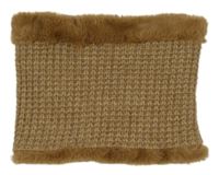 Hnědý pletený nákrčník s kožešinou