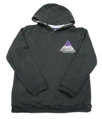 Tmavosivá mikina s potlačou a kapucňou Tu