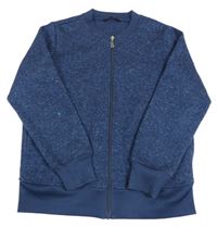 Tmavomodrá melírovaná pletená prepínaci mikina Tchibo