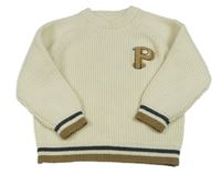 Smetanový svetr s písmenem 