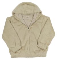 Světlebéžová kožešinová podšitá bunda s kapucí F&F