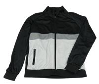 Černo-šedo-bílá sportovní propínací mikina 