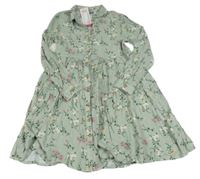 Nové - Zelenkavé květované košilové šaty Destination