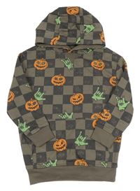 Sivá kockovaná mikina s dýněmi a kapucňou George
