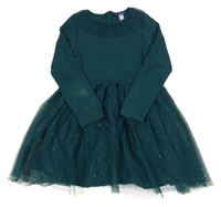 Tmavozelené slavnostní šaty s tylovou sukní Okaidi