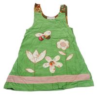 Zelené menšestrové šaty s kvietkami a motýly