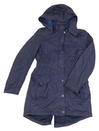 Tmavomodrá plátěná jarní parka s kapucí H&M