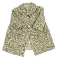 Smetanovo-sivý vzorovaný vlnený podšitý kabát