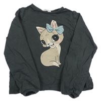 Tmavosivá mikina s líškou H&M