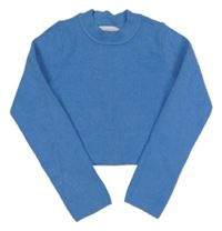 Modrý rebrovaný crop sveter Zara