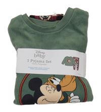 Nové - Khaki-vínové fleecové pyžamo s Mickeym Primark