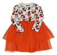 Bílo-červené bavlněno/tylové šaty s Minnie Disney